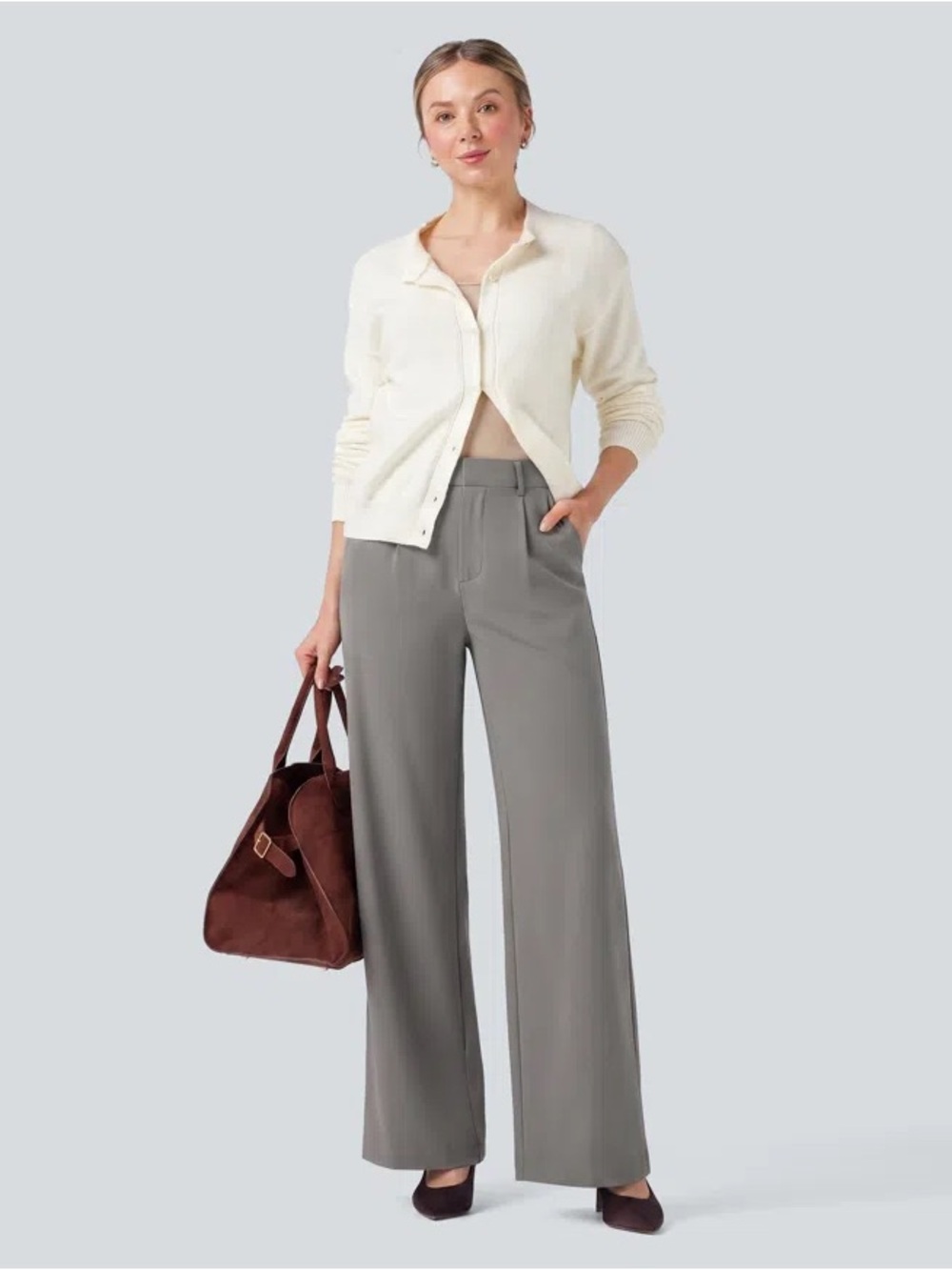 Halara Flexβ’ DayStretch High Waisted Pleated Wide Leg Work Pants with Pockets